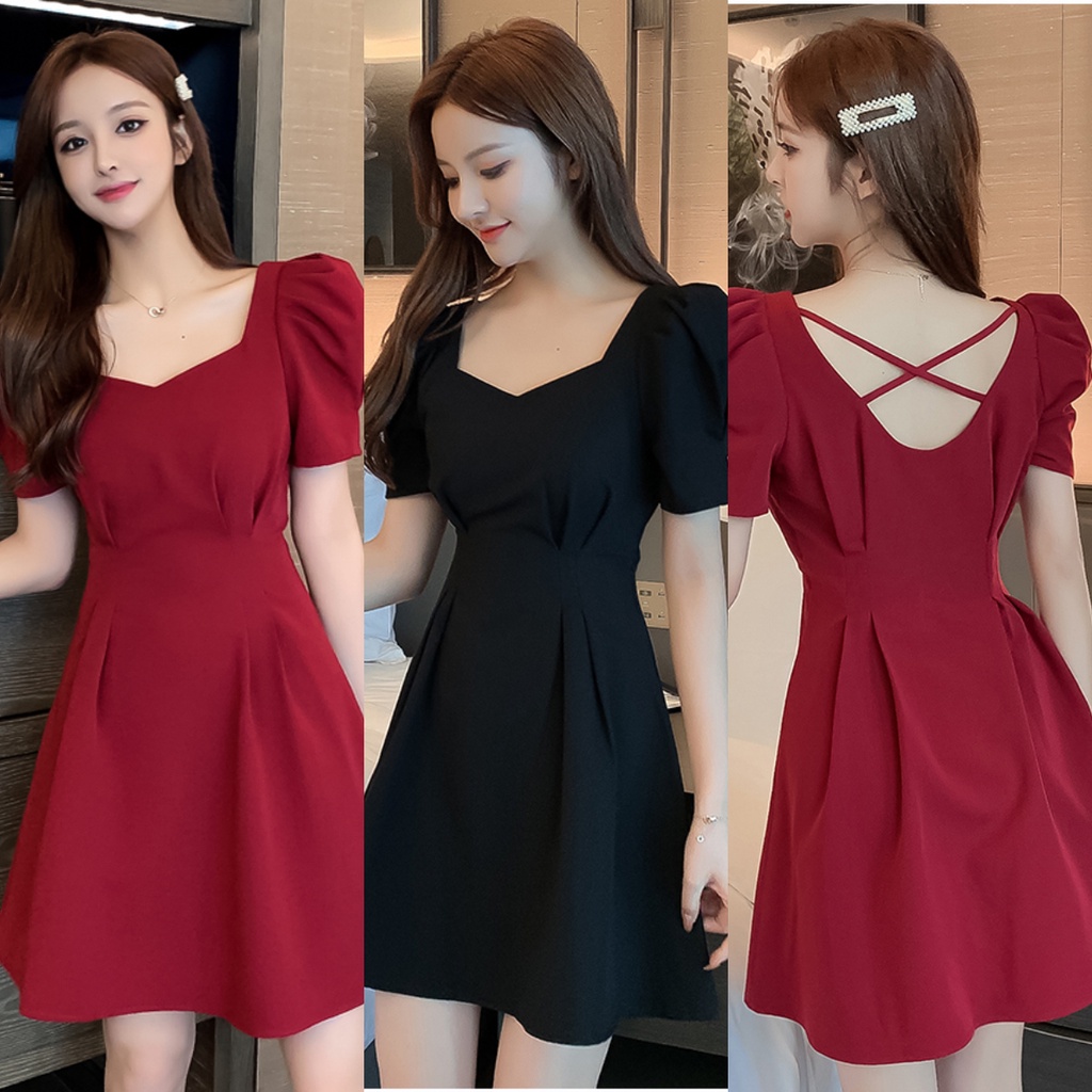 Đầm Xếp Li Eo Dây Đan Chéo HNK340