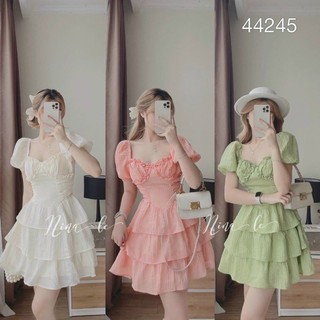 Đầm dự tiệc thun gân xòe 3 tầng vip13