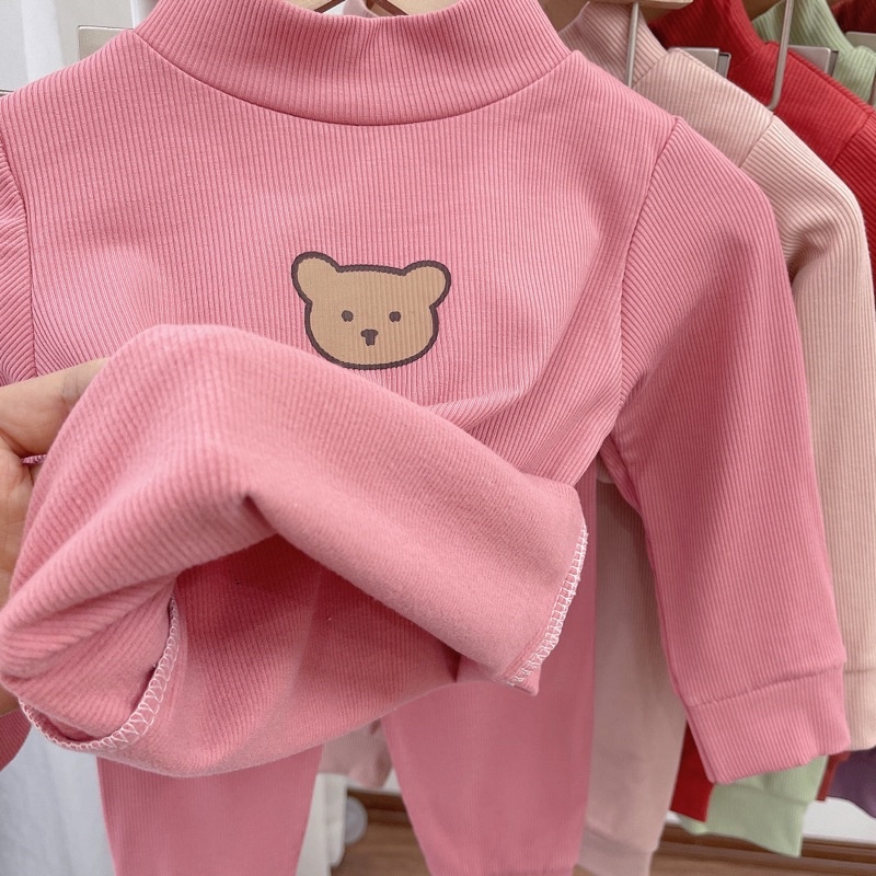 BÉ GÁI - COMBO 2 BỘ TĂM GẤU LÓT LÔNG SIÊU DÀY DẶN CHO BÉ. BỘ LÓT LÔNG GIỮ NHIỆT CHO BÉ GÁI.