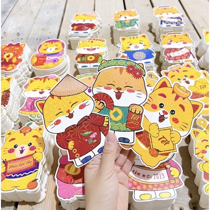 Combo 10 bao lì xì tết 2023 hoạt hình chibi hình con mèo siêu cute - Bộ 10 bao lì xì con mèo 3D tết Quý Mão