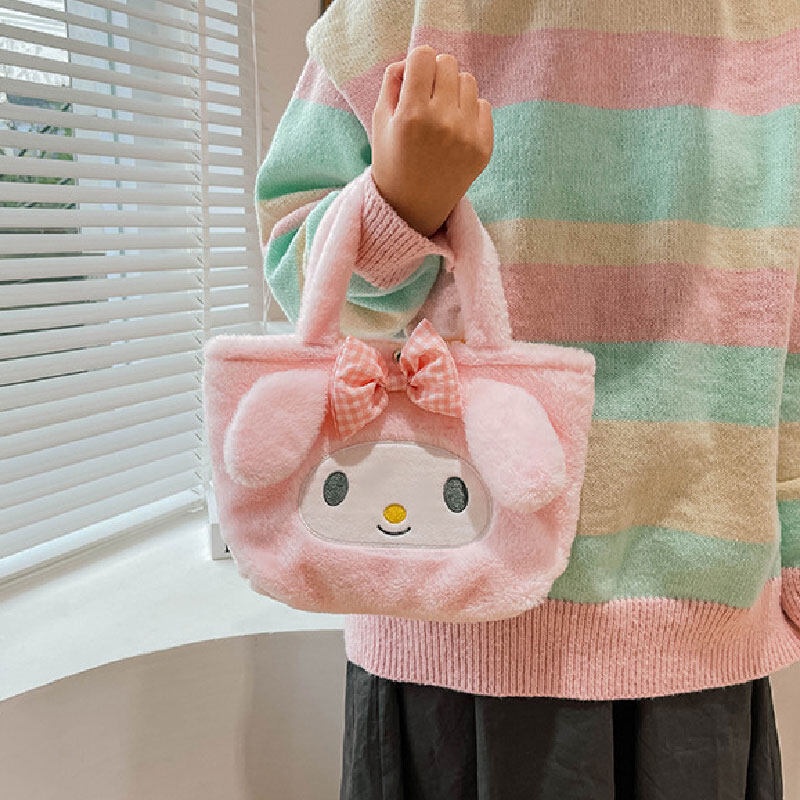 Túi Đựng Cơm Trưa Phủ Lông Sức Chứa Lớn Họa Tiết Hoạt Hình Nhật Bản Instagram Dễ Thương Cho Trẻ Em