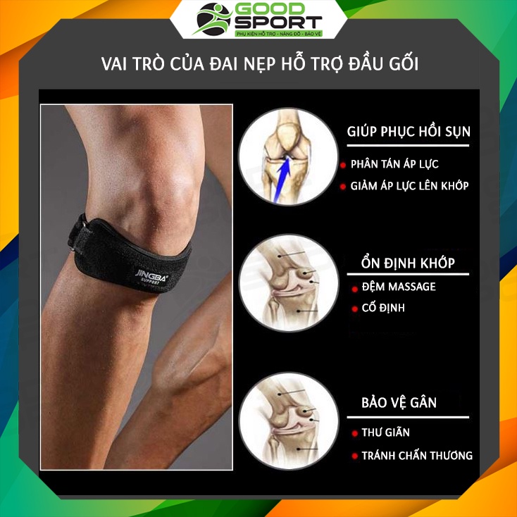 Goodsport 1 Đai nẹp hỗ trợ đầu gối có thể tùy chỉnh bảo vệ Xương Bánh Chè Gân Đầu Gối #22