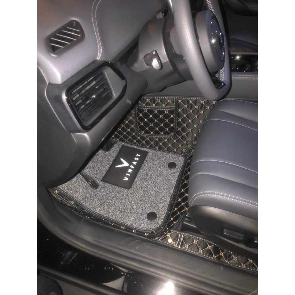 Thảm lót sàn ô tô 5D 6D da cacbon cao cấp cho Vinfast VF8 chống nước, không mùi, phủ kín 90% sàn xe