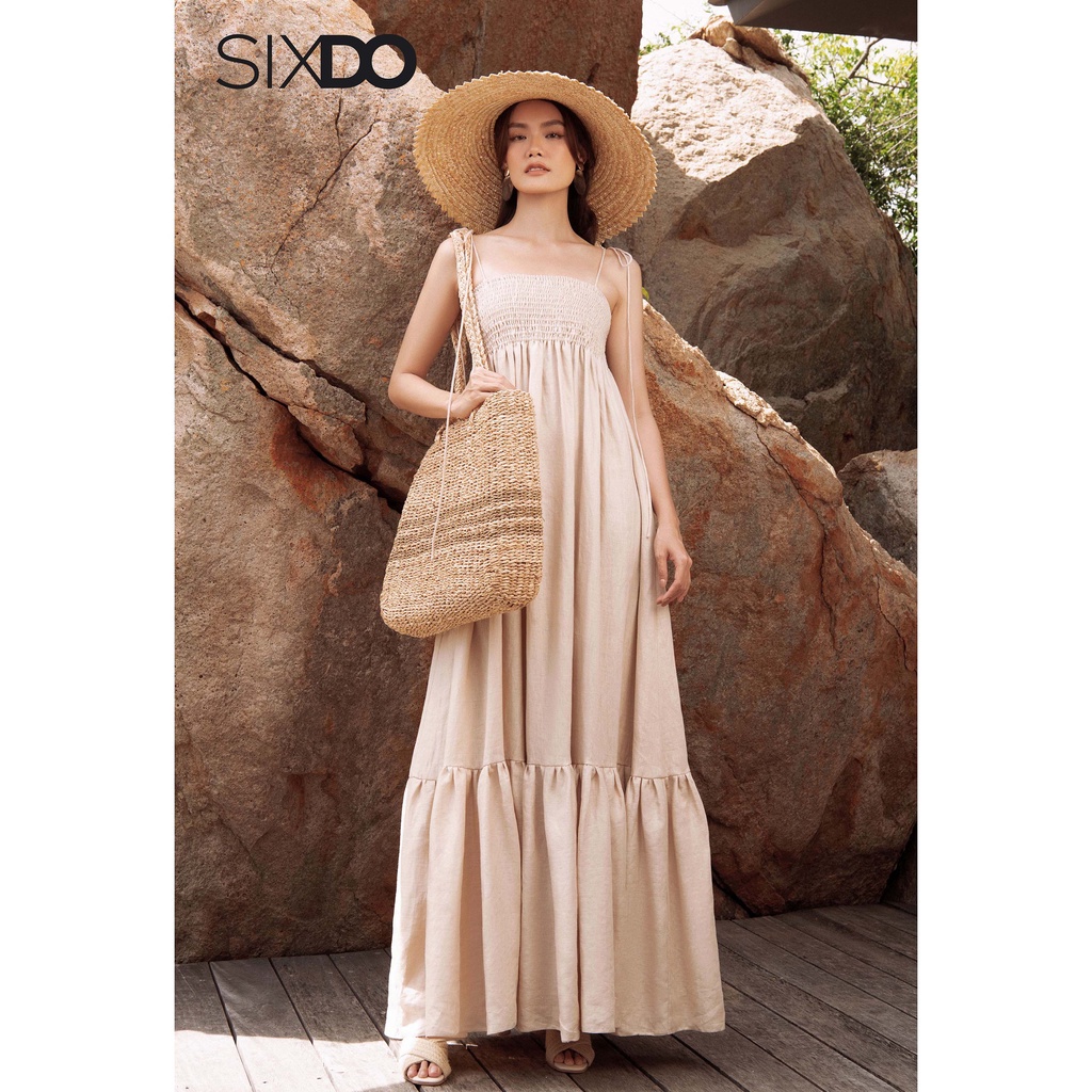 [Mã BMLT30 giảm đến 30K đơn 299K] Đầm hai dây linen dáng dài SIXDO (Strappy Midi Linen Dress)