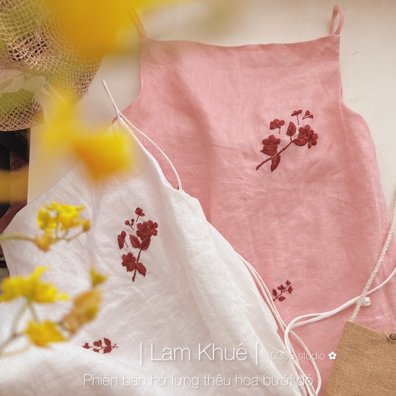 | 0303 studio | Đầm 2 dây linen hở lưng - dòng Lam Khuê