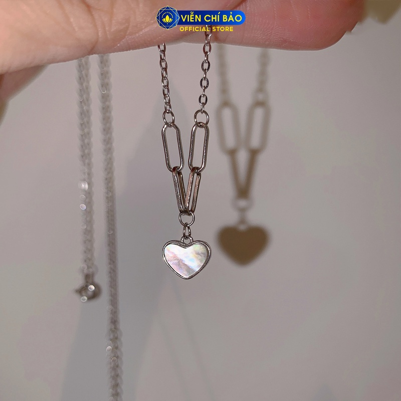 Dây chuyền bạc nữ xích trái tim chất liệu bạc 925 thời trang phụ kiện trang sức Viễn Chí Bảo D000428