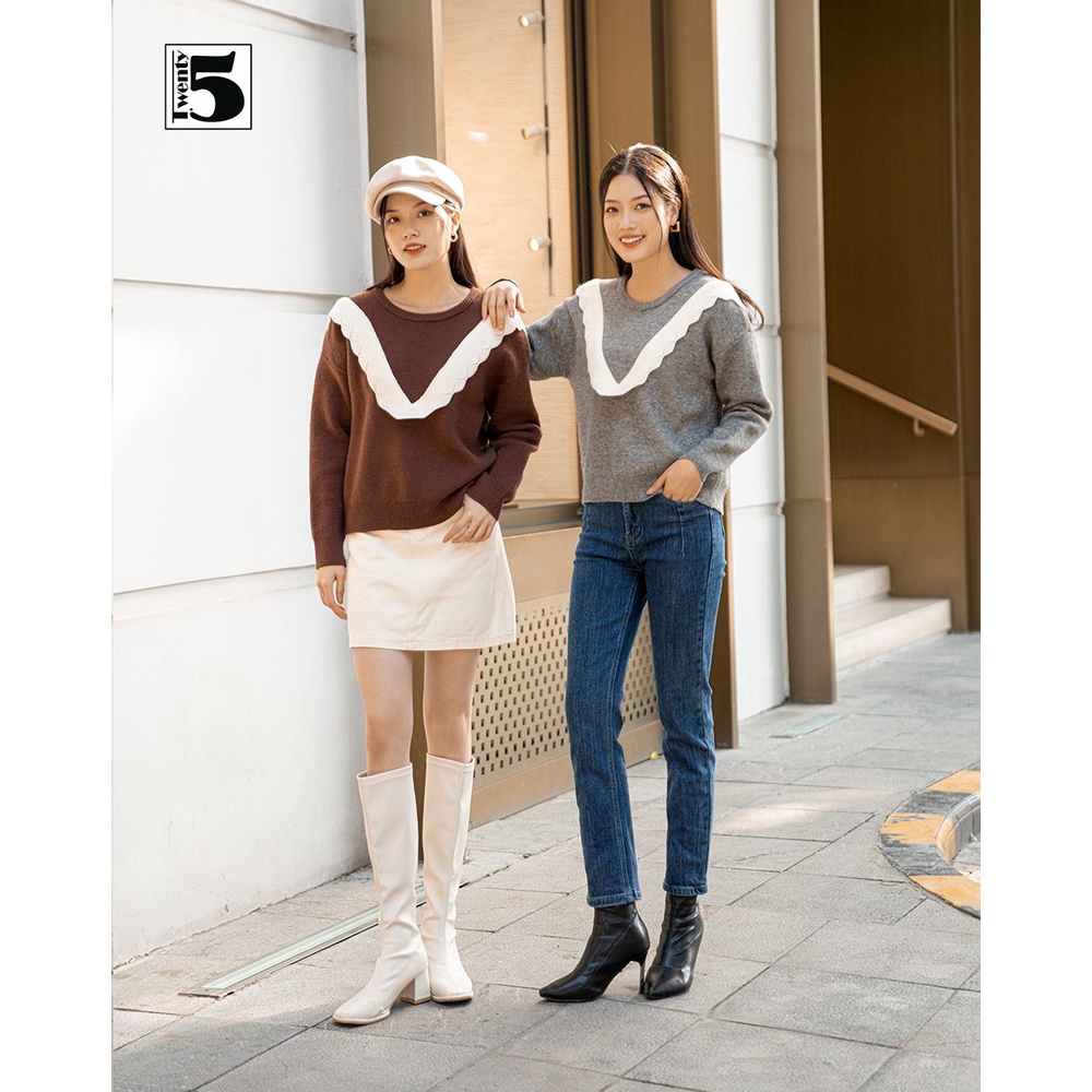 Quần jeans ống đứng cạp chun sau lưng cao co dãn Twentyfive 3489