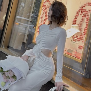 váy maxi nhún kết hoa eo