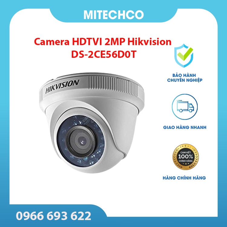 Camera quan sát analog HD Hikvision DS-2CE56D0T-IRP (HD-TVI, 2 MP, hồng ngoại 20 m, Full HD 1080P) - Bảo hành 2 năm