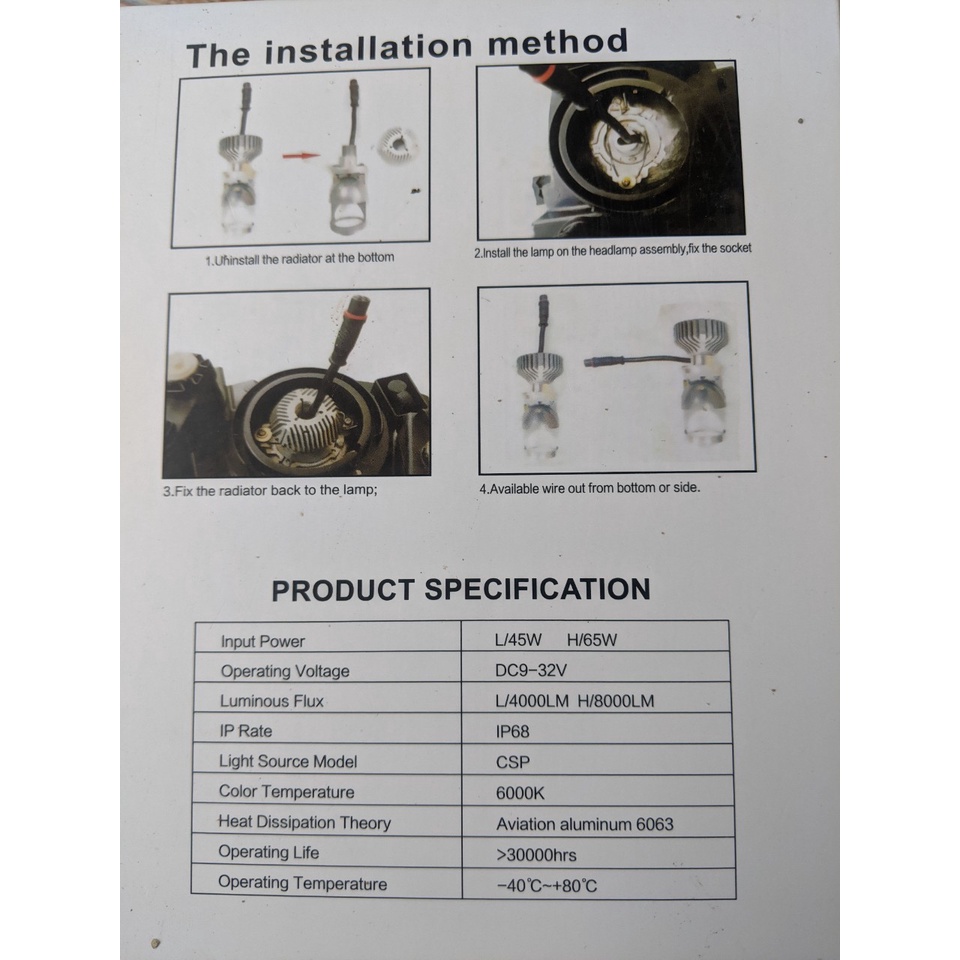 Đèn pha Led bi cầu Ô tô, Xe máy Y9S 65W mẫu mới cải tiến có pha LAZE siêu sáng hàng víp xem video, phụ kiện đồ chơi xe