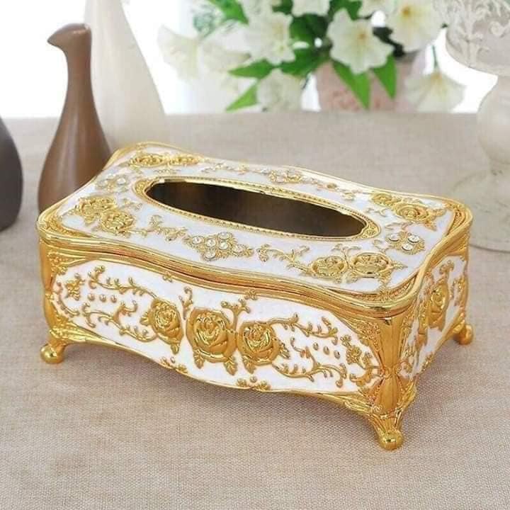 Hộp đựng giấy ăn và lọ tăm,gạt tàn phong cách mạ Vàng, cao cấp phong cách hoàng gia