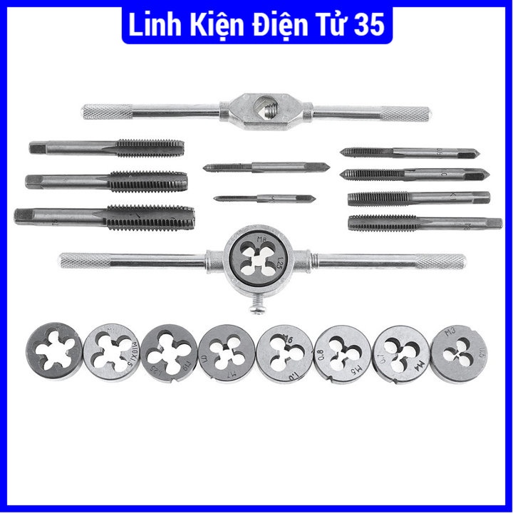 Bộ taro ren bằng tay trong ngoài 20 chi tiết tạo ren M3-M12 làm bằng thép hợp kim cao cấp