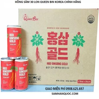 Hsd mới 6.2024 - thùng 30 lon hồng sâm thảo mộc queen bin korea