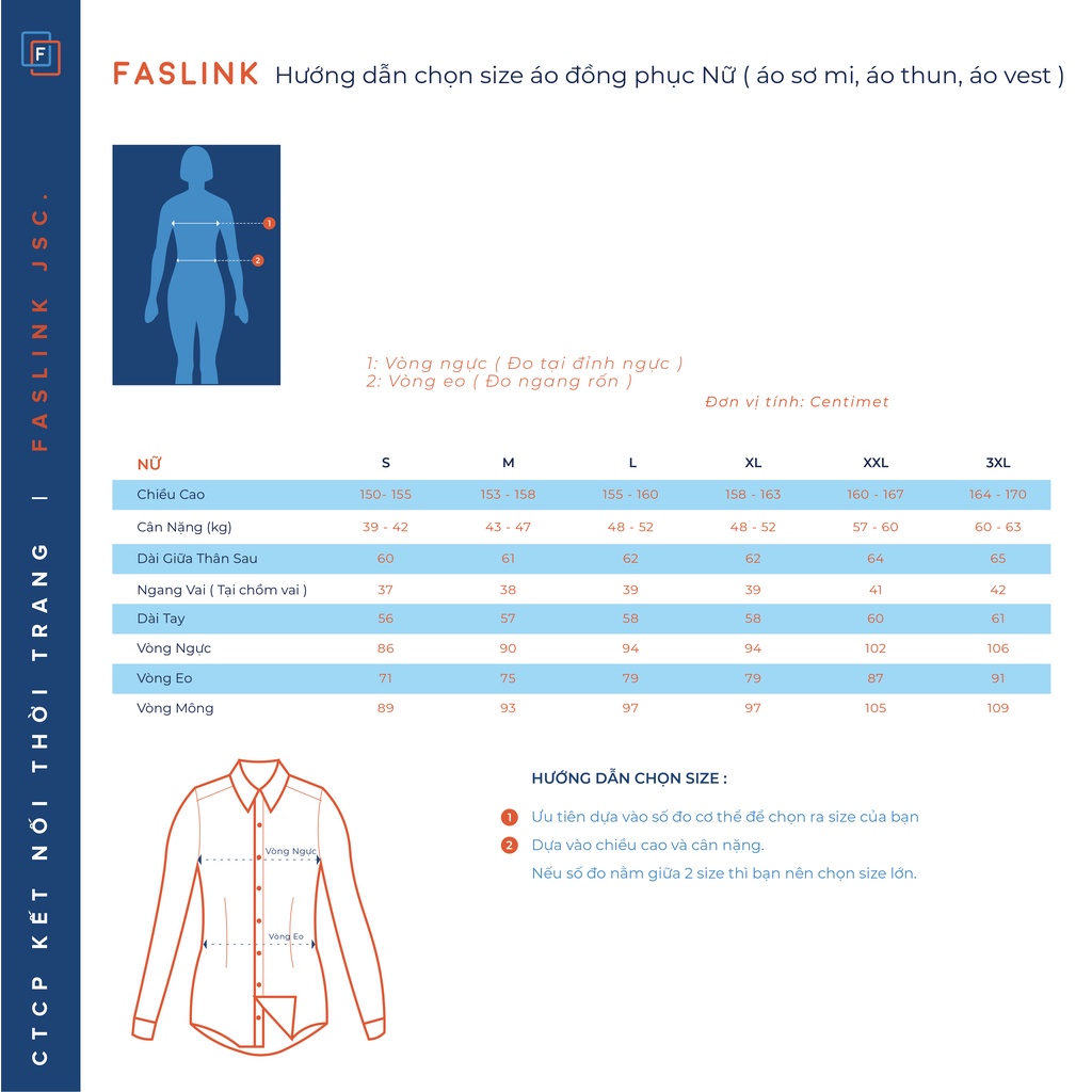 Áo sơ mi Nữ tay dài công sở Faslink - sọc xanh có cổ basic Vải Sồi