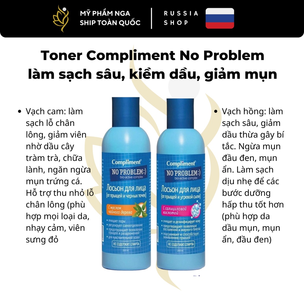 Toner Compliment No Problem Salicylic acid 3in1 làm sạch sâu, kiềm dầu, giảm mụn