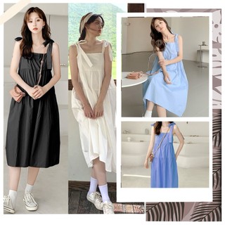 Đầm babydoll 2 dây vai thắt nơ dáng dài