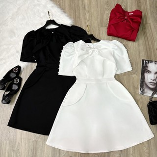 Đầm Bigsize, Đầm Nhún Cổ Cườm Viền Tay Và Eo, Thuynguyenbigsize chuyên size 50-90kg