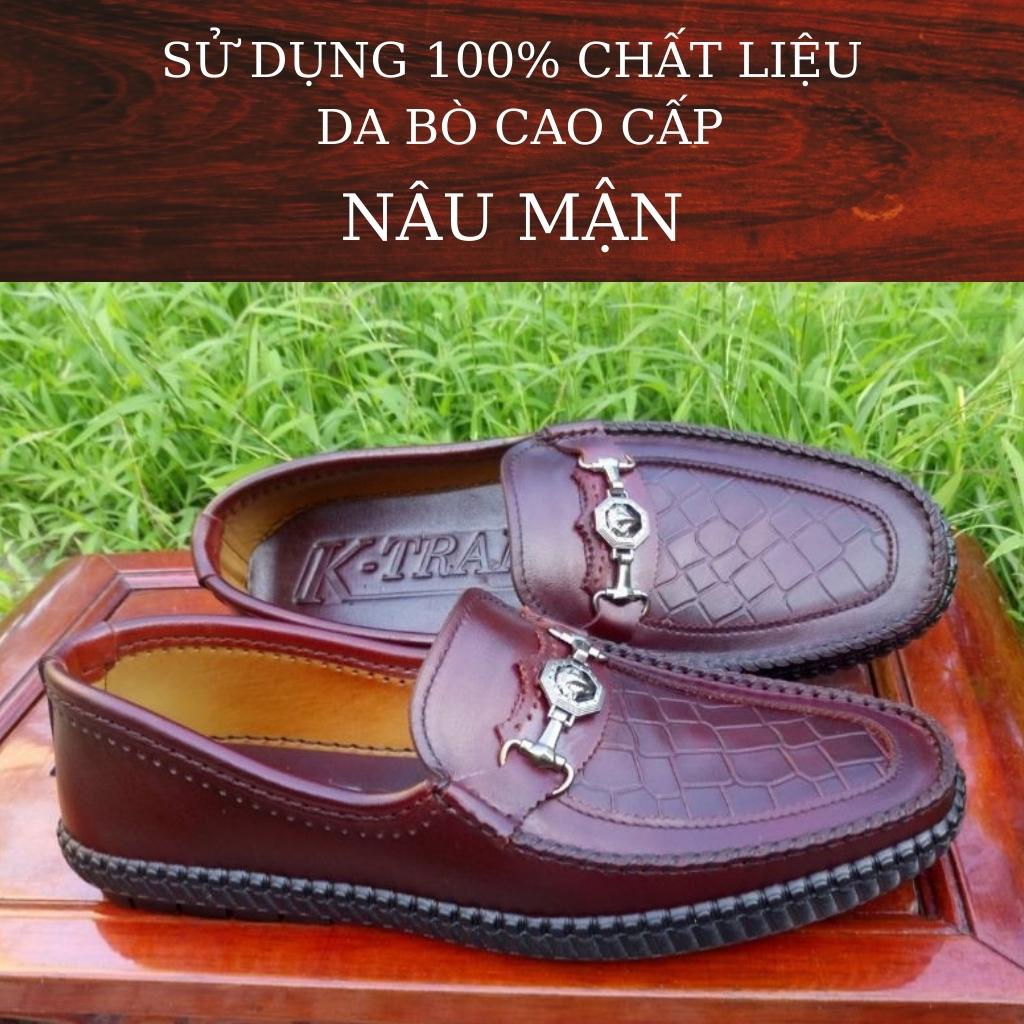 Giày lười nam mã K222,giày da cao cấp việt nam,chất liệu da bò nhập khẩu với 2 màu đen,nâu mận
