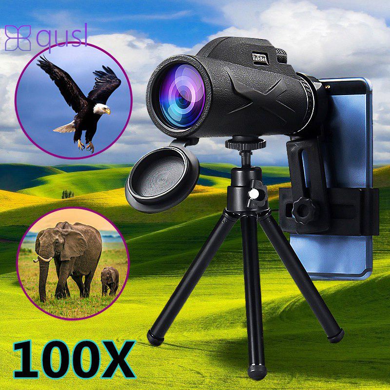 Chân Máy Thu Phóng Hd 80X100 Kính Viễn Vọng Một Mắt Kẹp Điện Thoại Cắm Trại Quan Sát Ngày/Đêm Qusl