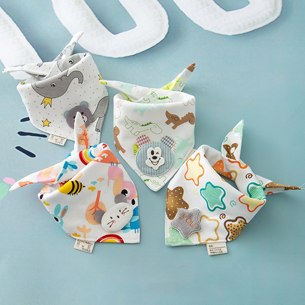 Set 4 Yếm Ăn Cotton Xinh Xắn Dành Cho Các Bé