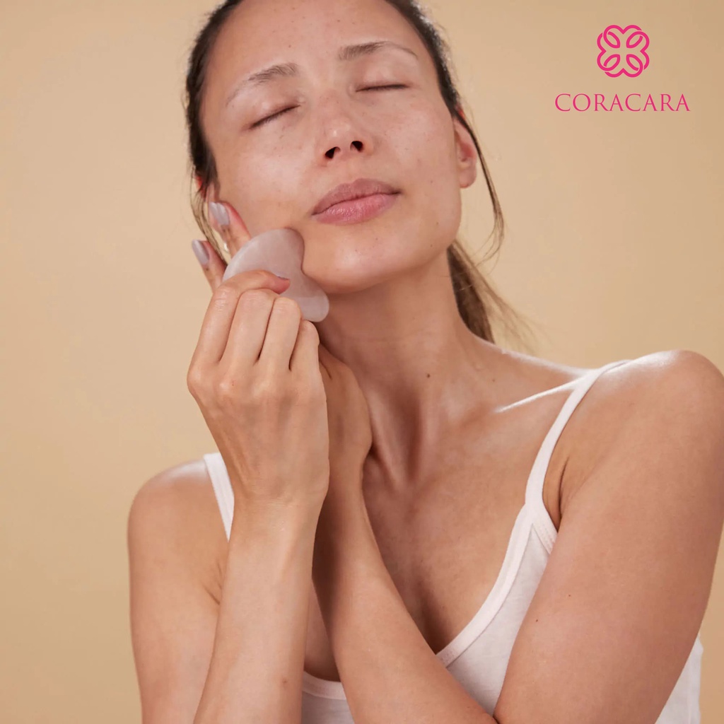 Đá GuaSha Massage Mặt TA Hồng Mát Xa Giúp Thon Gọn Nâng Cơ Trẻ Hóa Coracara