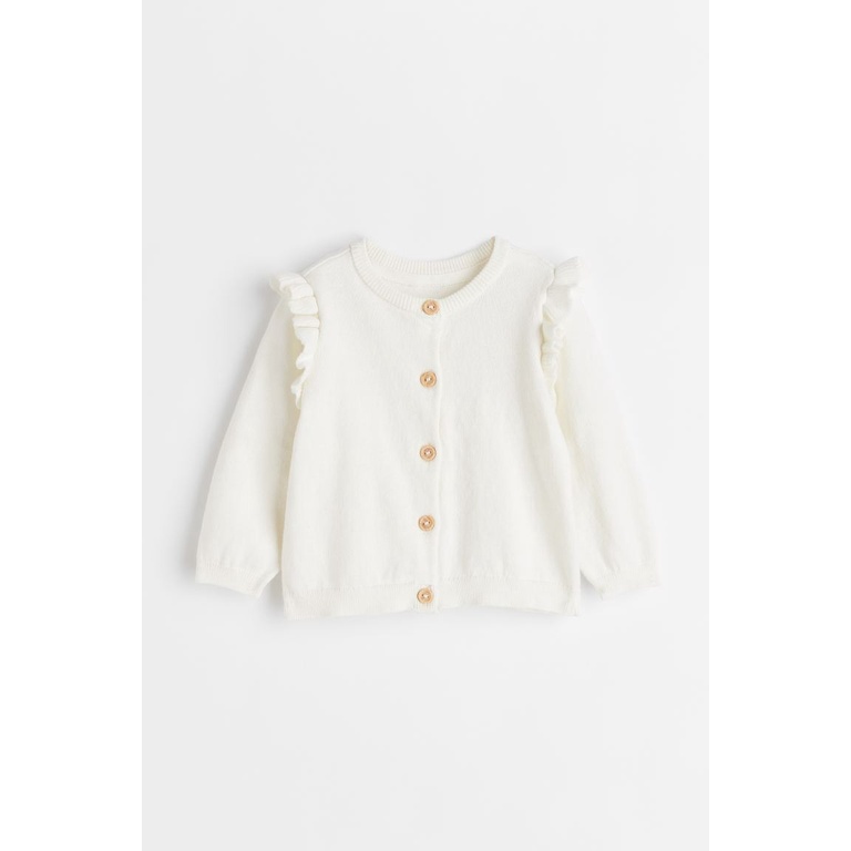 Áo khoác bé gái HM áo cardigan trắng auth