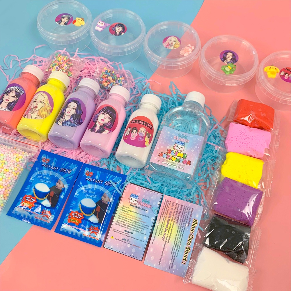 Bộ Kit Làm Slime Nhóm Nhạc Đen Hồng 31 Món Cao Cấp - Nguyên Liệu đầy đủ làm Slime Bơ,Slime Mây,Slime