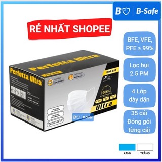 Khẩu trang y tế 4 lớp Perfetta Ultra Trắng/Xanh - Bsafe