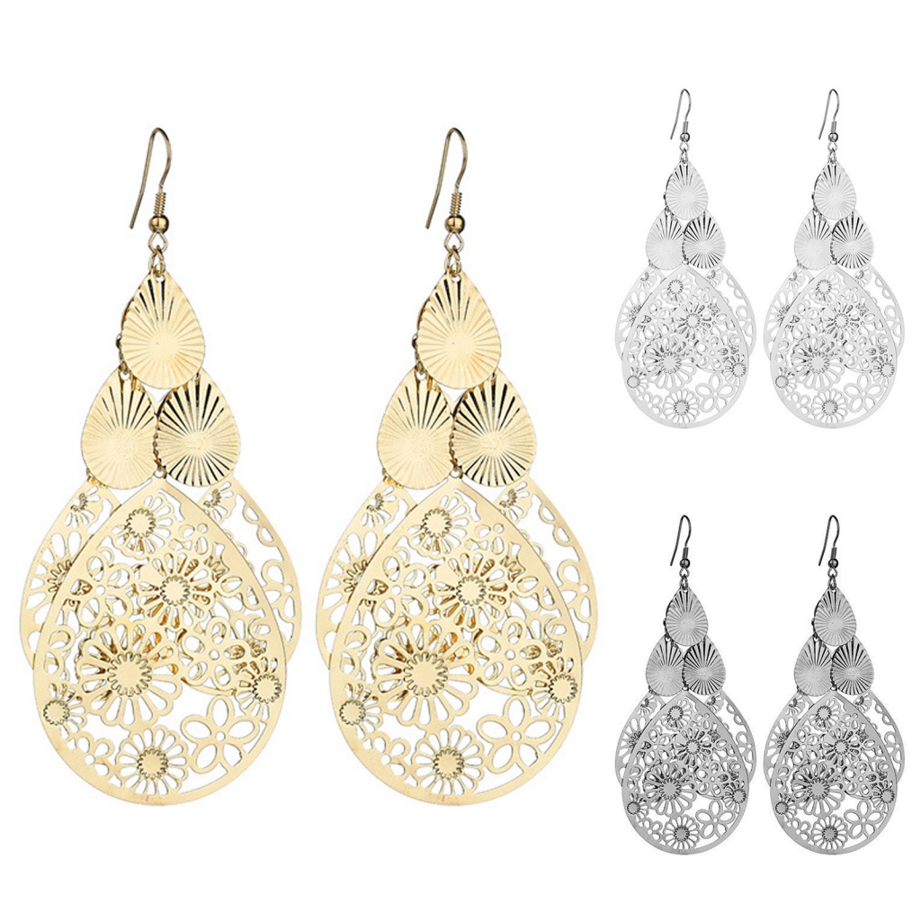 Cửa Hàng Cổ Tích| 1 Đôi Bông Tai Móc Hình Giọt Nước Màu Bạc Thời Trang Không Gây Dị Ứng Dành Cho Nữ