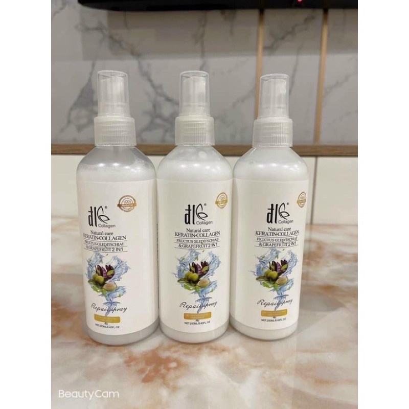 Xịt dưỡng tóc ĐL DLE Collagen 250ml, nuôi dưỡng và phục hô tóc xơ kích thích mọc chính hãng