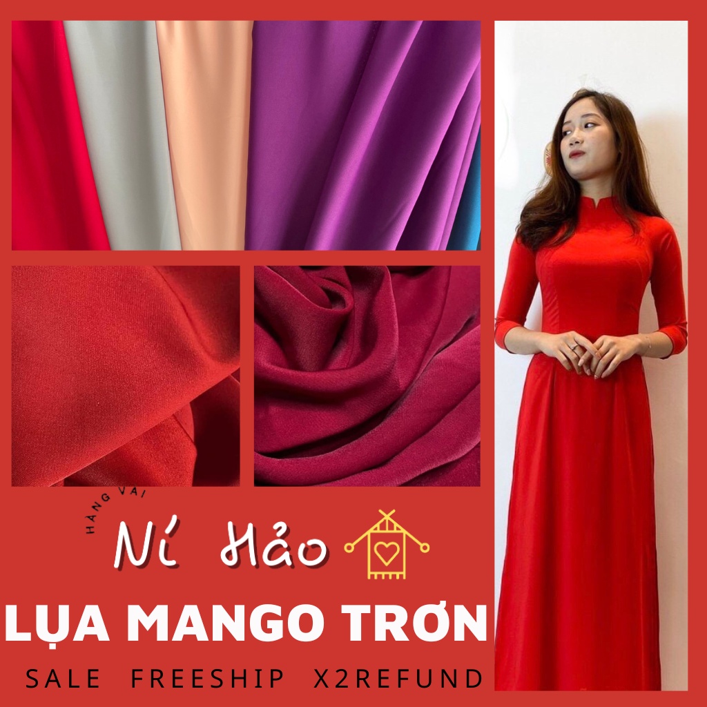 Vải áo dài,vải LỤA MANGO màu 17-32,hàng vải Ní Hảo, lụa loại 1, mềm, giãn nhẹ, mát,vải may đầm,thời trang,background,quà