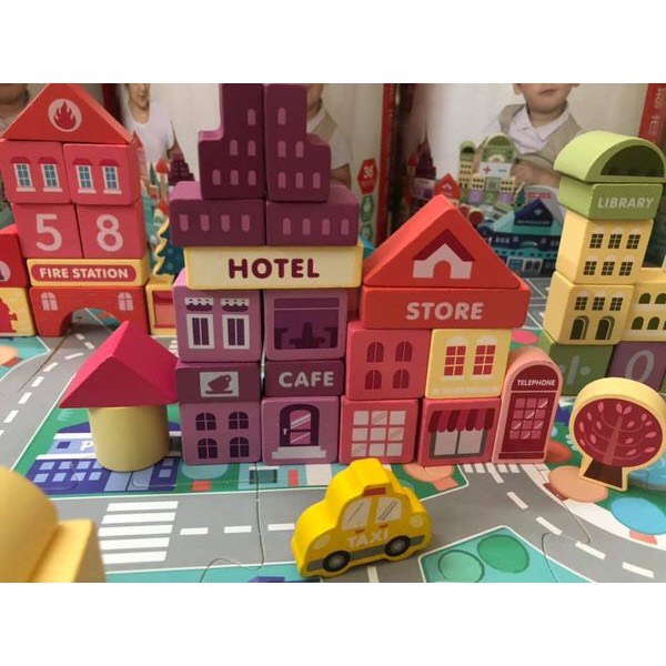 Bộ Thành phố 100 chi tiết + 60 mảnh ghép sàn+ Xô