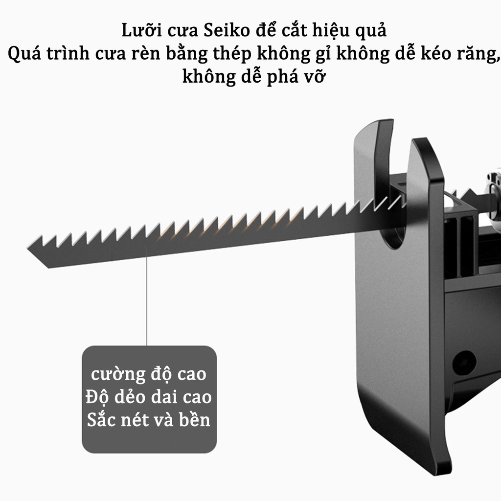 Bộ đầu chuyển đổi máy khoan thành máy cưa điện cầm tay tặng kèm 3 lưỡi cắt gỗ kim loại