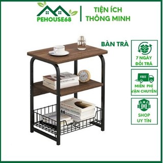 Bàn Trà Bàn Sofa Trang Trí Phòng Khách Phòng Ngủ Mặt Gỗ MDF Chân Bàn Khung Kin Loại Mạ Màu Vàng