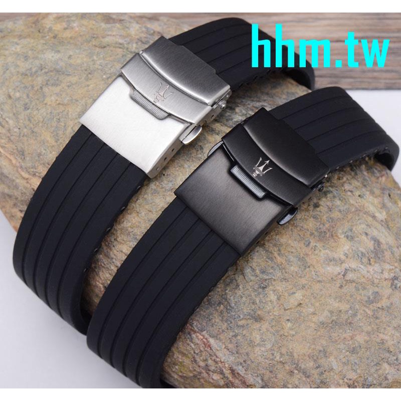 Dây Đeo Đồng Hồ Bằng Cao Su Silicone Mềm Chống Thấm Nước Cho Maserati 18 20 22mm