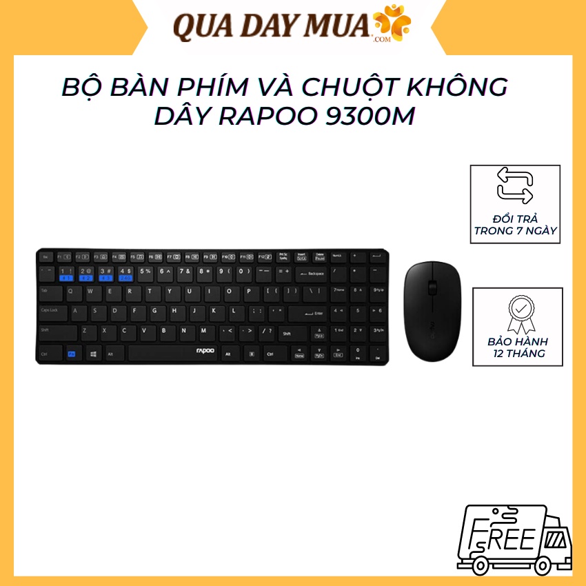 Bộ bàn phím chuột không dây Rapoo 9300M (USB-Wireless, Bluetooth, Không dây)