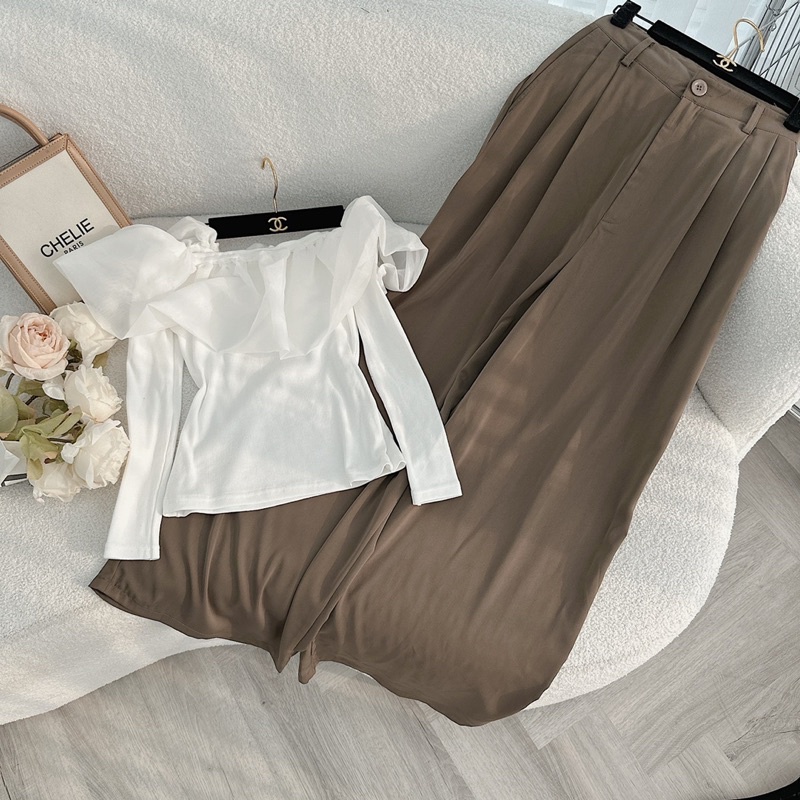 SET ÁO TRẮNG BẸT BÈO + QUẦN SUÔNG