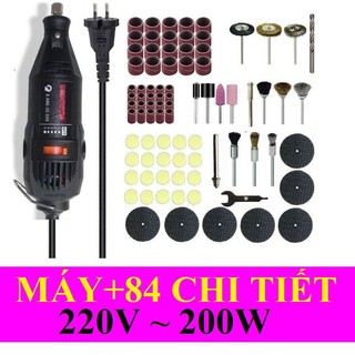 MÁY KHOAN,CẮT,MÀI MINI CẦM TAY ĐA NĂNG 200W 6 TỐC ĐỘ  KÈM 84 CHI TIẾT KHOAN,CẮT,MÀI
