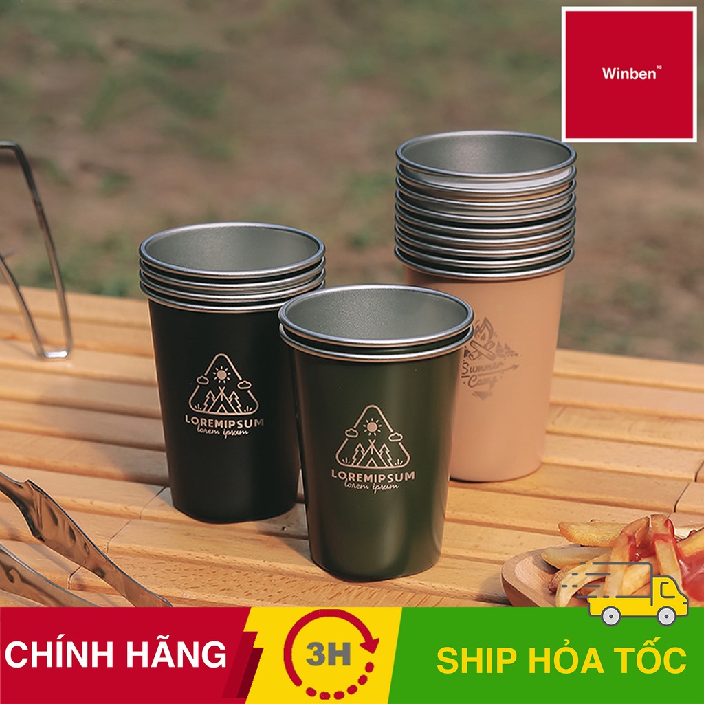 Bộ ly Cắm Trại Cà Phê Inox 304, ly Nước Cắm Trại 350Ml
