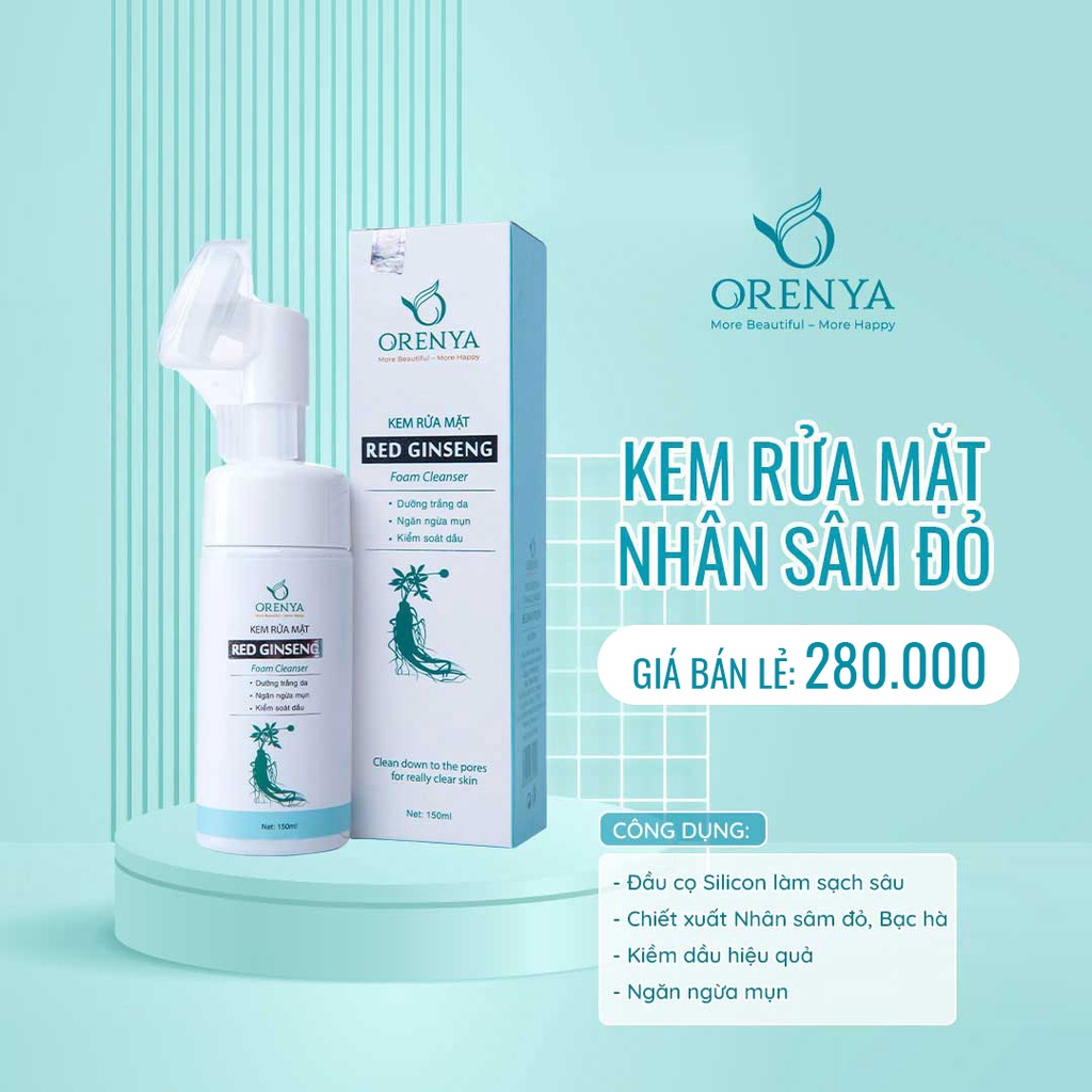 Kem rửa mặt nhân sâm đỏ Hàn Quốc Red Ginseng Cleanser Orenya – Chai 150ml