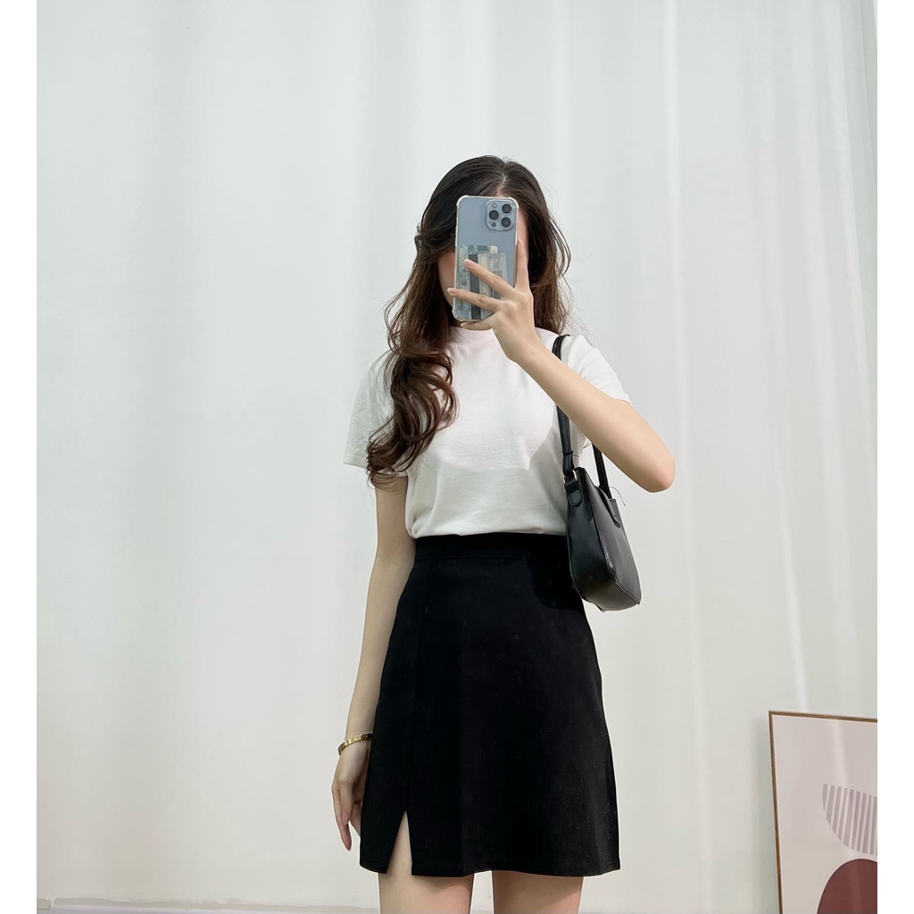 Chân váy chữ A xẻ có lót trong  Miho house