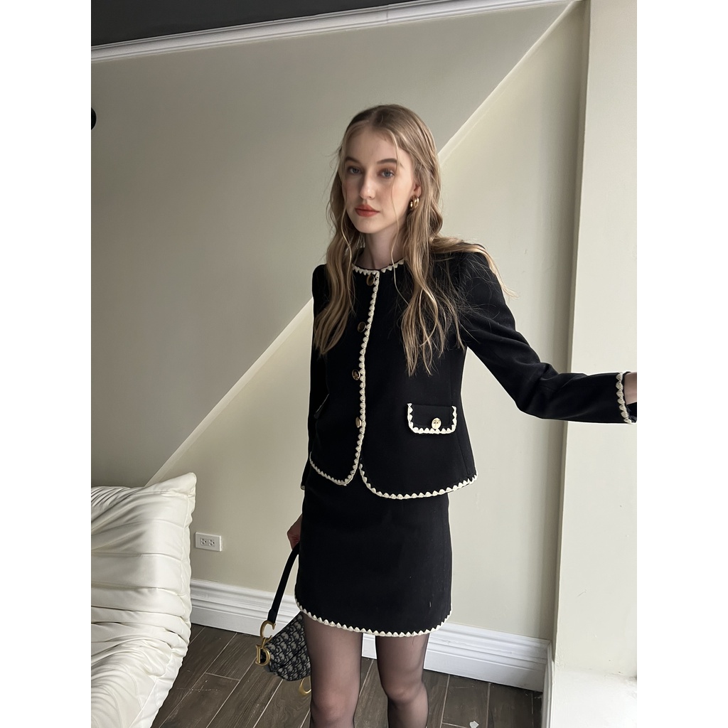 TIFFANY STUDIOS - Set Áo Khoác Và Chân Váy Đen Thanh Lịch - EMILY SET