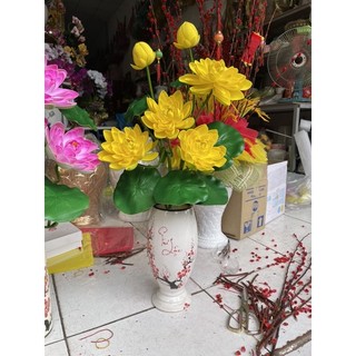 Cành  hoa sen xốp  2 bông,  1 nụ