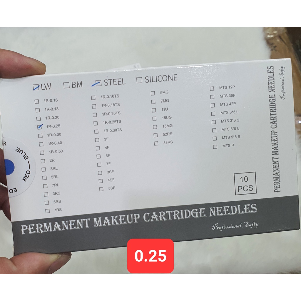 1 hộp TRẮNG (10 cái) size 0.25, 0.30 Kim máy Blackpeal Black pearl 3 đóng vỉ đóng hộp, kim sexybrow, máy kts kĩ thuật số