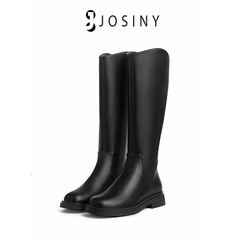 JOSINY Giày Bốt Cao Gót Mũi Tròn Phối Khóa Kéo Sau Thoải Mái Đa Năng Thời Trang Cho Nữ