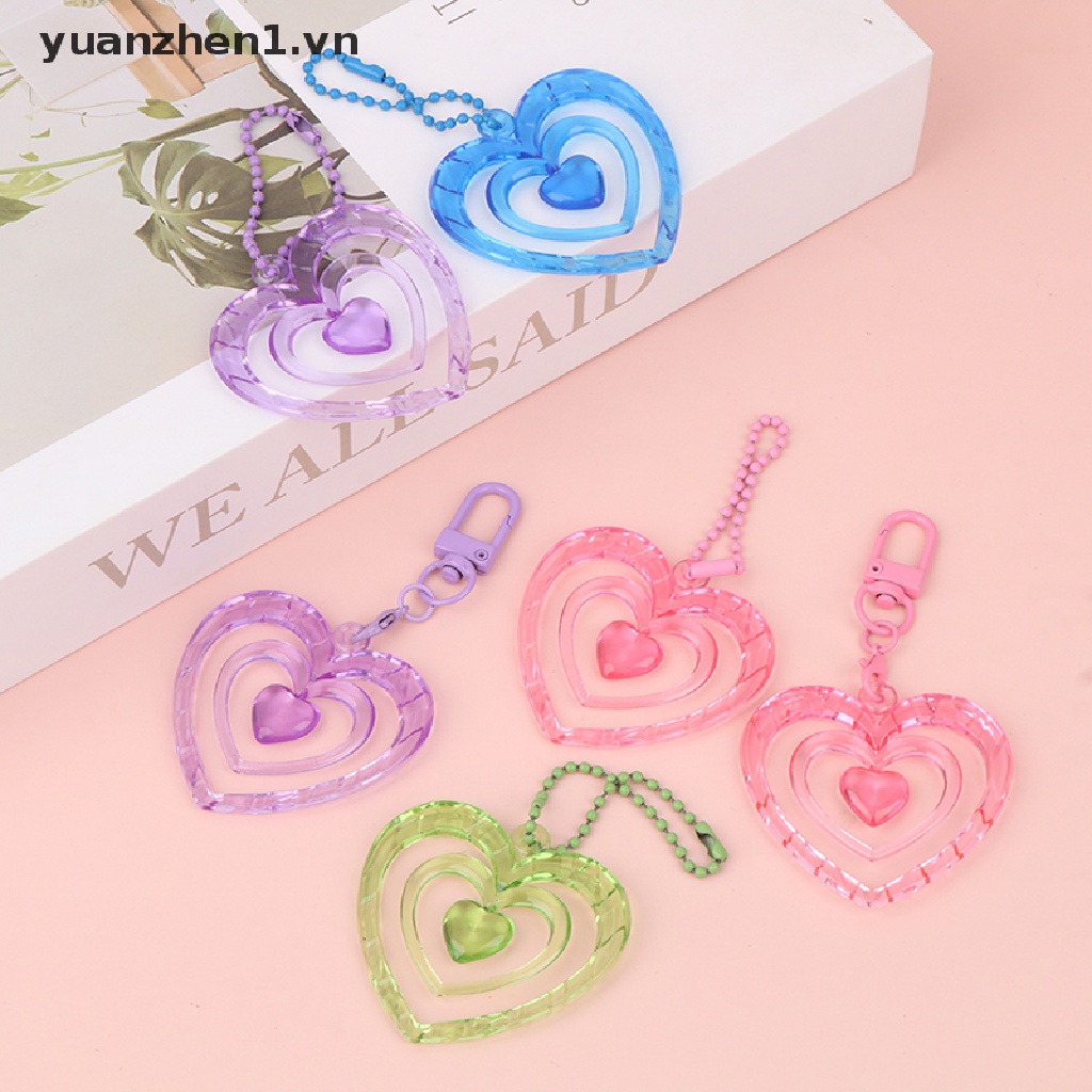 Móc Khóa Hình Trái Tim Màu Hồng Dễ Thương Diy