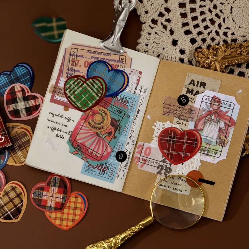 Hộp 46 Miếng Dán Hình Trái Tim Trang Trí Sổ Tay diy