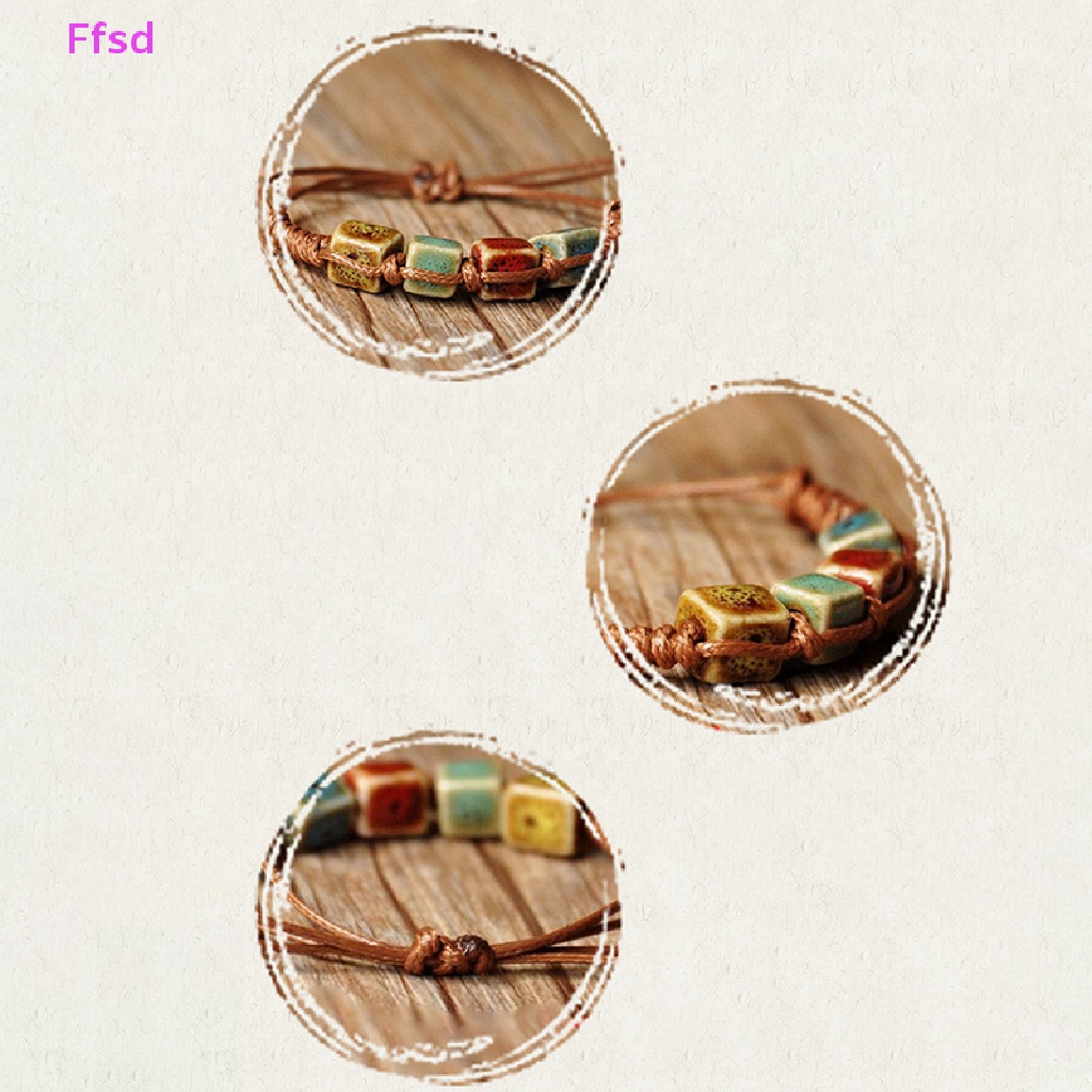 {Ffsd} Vòng Tay Hạt Gốm Sứ Handmade Phong Cách Dân Tộc Thời Trang Thường Ngày Có Thể Điều Chỉnh Dành Cho Nam Và Nữ * Bán Chạy