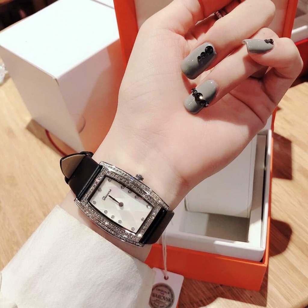 Đồng Hồ Davena Nữ Chính Hãng Mặt Khảm Trai Xanh Lấp Lánh Size 32mm