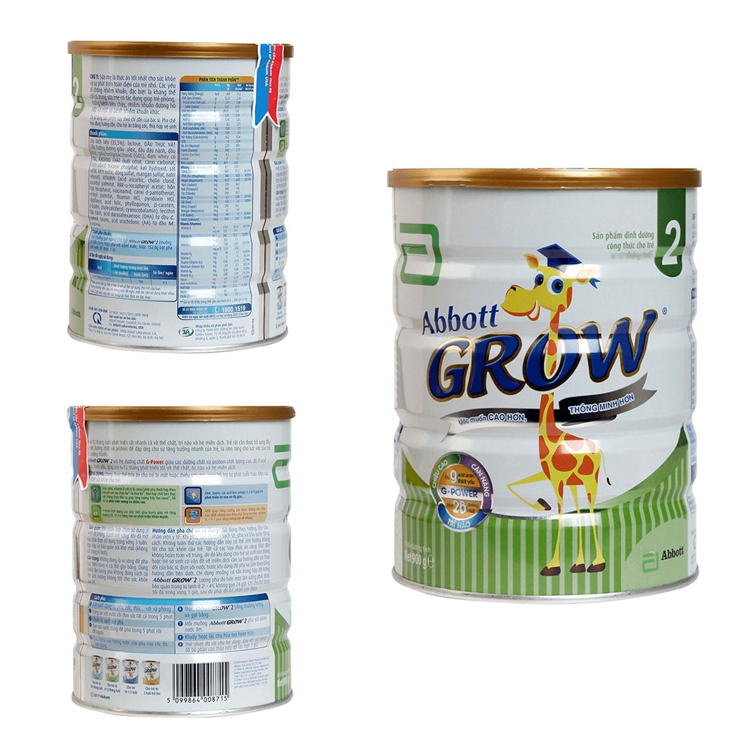 Combo 3 Hộp Sữa Bột Abbott Grow 1/2/3/4  Hương Vani 900g